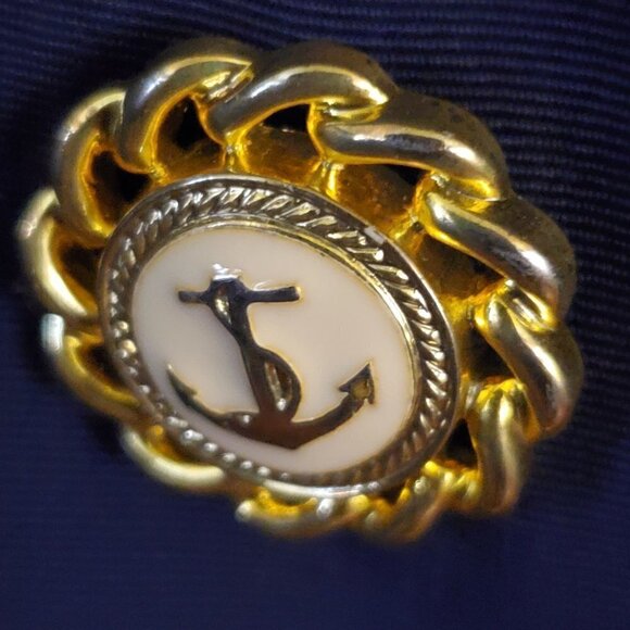 Maggie Lawrence Vintage Nautical Sailor Double Breated Blazer Size 12 - Picture 6 of 8